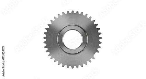 A metallic gear on a transparent background for design use