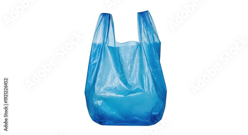 A blue plastic bag on transparent background