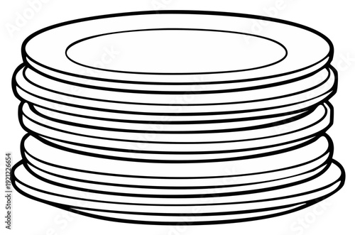 Stack of clean white ceramic dinner plates shown from a side angle