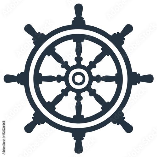 Ship Wheel Illustration Nautical Maritime Steering Instrument Vector Design