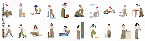 A woman's daily life, exploring senses, hobbies, and mindfulness through diverse activities and quiet moments.