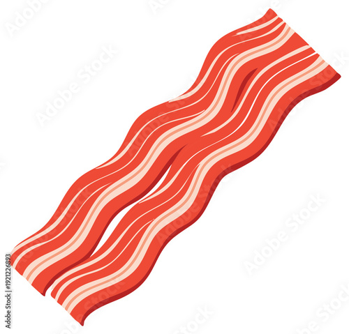 Vector illustration of two wavy raw pork bacon strips for breakfast food design