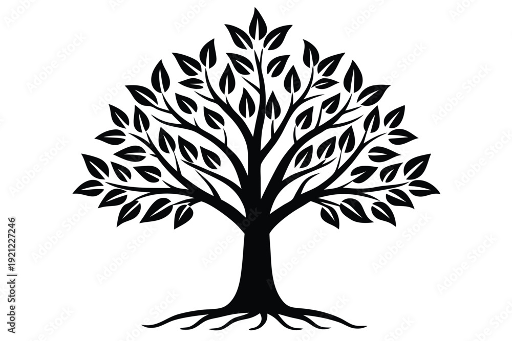 Obraz premium Success Journey and Achievement Symbol Showing a Tree Growing in Minimalist Graphic Style
