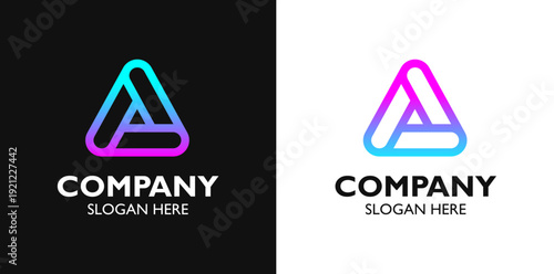 Modern Letter A Logo Design with Gradient Colour on Dark and Light Background