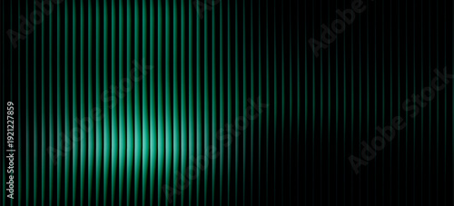Dark green neon gradient ribbed glass. Vector ribbed glass texture background. Mesh gradient. acrylic ribbed bath surface. Reeded glass background semitransparent overlay. Bath wall window