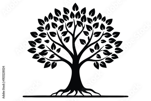 Hand Drawn Black and White Tree Growing Icon Symbolizing Development and Sustainability Goals