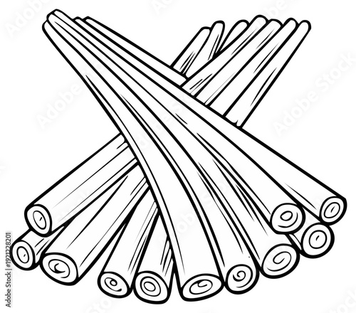 Crossed bundle of lemongrass stalks