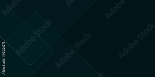 Dark green abstract background with gold lines and shadow. Geometric shape overlap layers. Transparent squares. Modern luxury rounded squares graphic pattern banner template design