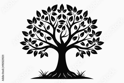 Black and White Tree Silhouette representing Personal Growth and Development Concept