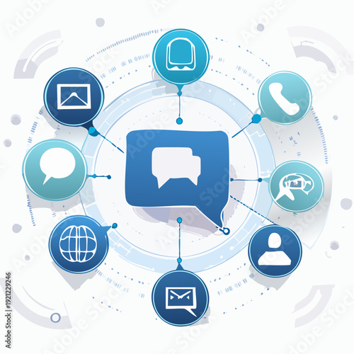Integrated Global Communication Hub with Various Digital Touchpoints for Customer Engagement and Support Services Representing Modern Connectivity