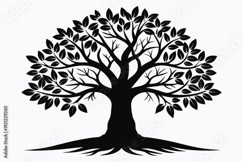 Minimalist Black and White Growing Tree Illustration for Self Improvement Journey
