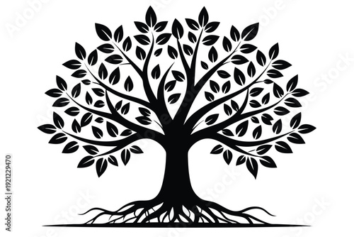 Artistic Black and White Tree Design Representing Lifetime Learning and Maturity