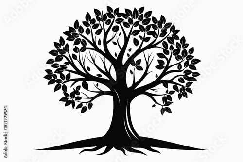 Monochrome Tree Silhouette Illustrating the Process of Personal Growth and Strength