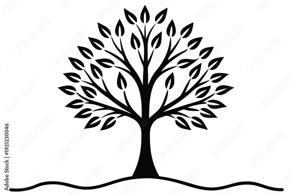 Obraz premium Silhouette of a Growing Tree on White Background for Personal Evolution Concept