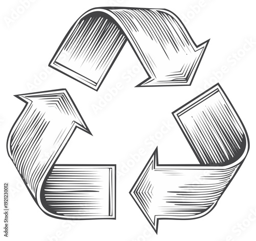 Engraved Arrows Recycle Symbol for Environmental Protection and Sustainability