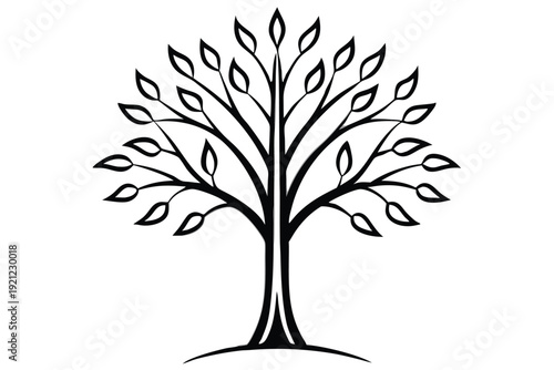 Stylized Tree Silhouette Graphic Representing Organic Growth and Self Development