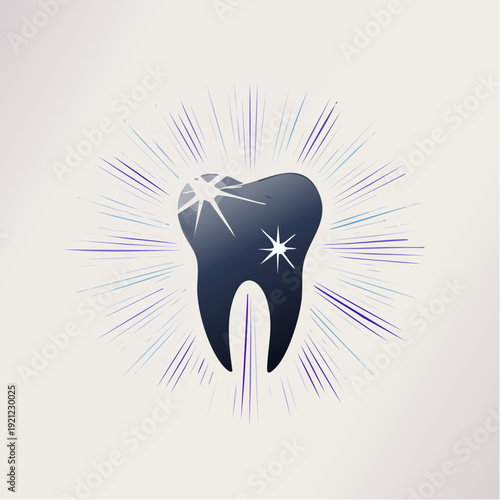 Radiant dental hygiene concept, a sparkling tooth graphic symbolizing perfect oral health