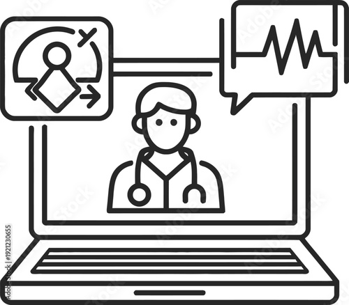 Telemedicine online consultation vector icon.
