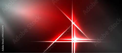 Bright red lines intersect, forming triangle. Light radiates from central point against dark background. Dramatic visual effect.