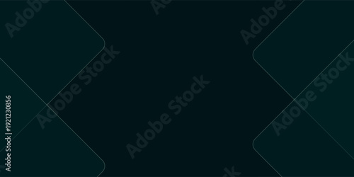 Dark green abstract background with gold lines and shadow. Geometric shape overlap layers. Transparent squares. Modern luxury rounded squares graphic pattern banner template design