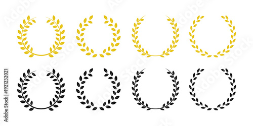Retro Laurel Wreath Vector Set – Gold and Black Circular Winner Trophy Award Frames