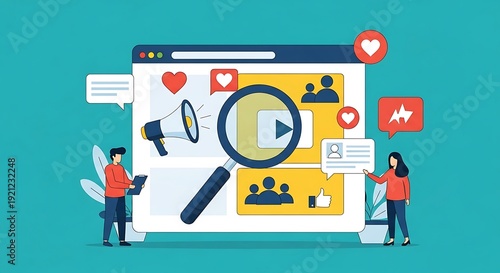 Digital marketing and social media analysis with online engagement metrics and audience interaction insights