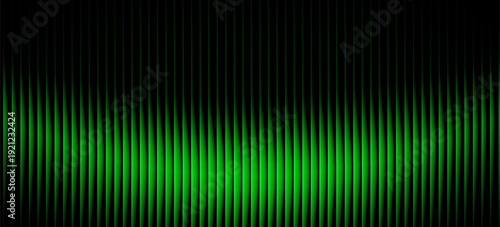 Dark green neon gradient ribbed glass. Vector ribbed glass texture background. Mesh gradient. acrylic ribbed bath surface. Reeded glass background semitransparent overlay. Bath wall window