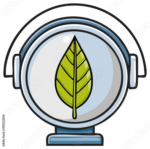 Icon of a green leaf inside headphones symbolizing eco-friendly sound and nature audio