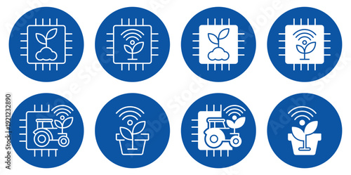 Digital Agriculture Icons for Sustainable Farming and Technology Themes