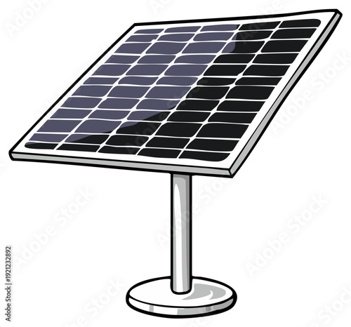 Single solar panel on stand generating clean energy