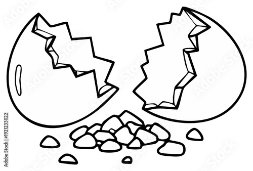 Broken Eggshell Pieces Scattered Around Cracked Shell Halves