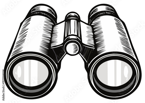 Binoculars Vector Illustration Detailed Hand Drawn Style Optical Instrument Viewing Gadget Lens