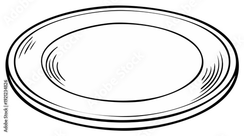 Simple line drawing empty oval plate kitchenware dinnerware illustration