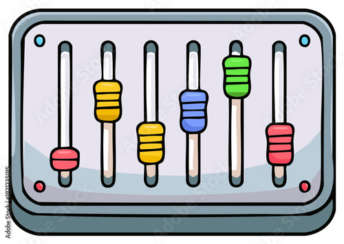 Audio Equalizer Cartoon Style Sliders Sound Mixing Levels Colorful Control Panel