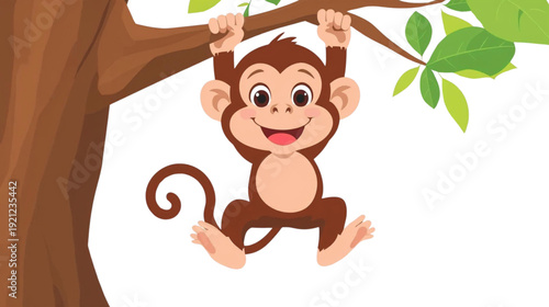 monkeys are hanging from tree branches