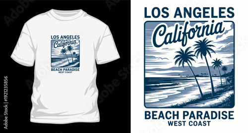 Los Angeles California beach paradise west coast vintage tropical scene t-shirt design