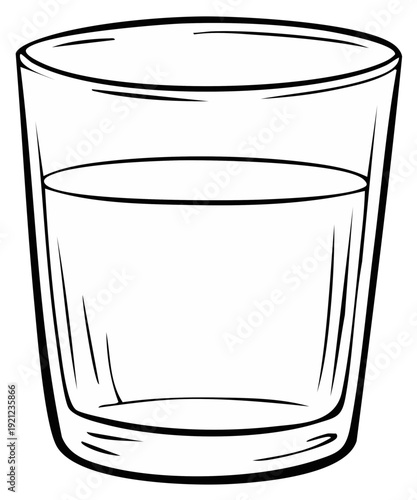 Simple illustration of a glass filled with clear liquid