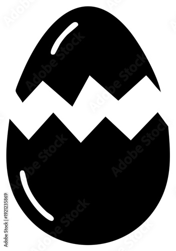 Broken Easter Egg Silhouette Icon Symbol