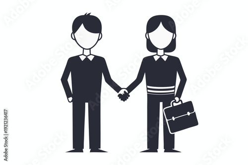 Minimalist Professional Handshake Symbol for Agreement Contract and Business Alliance