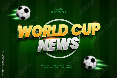 World Cup News Editable Text Effect Style 3d Glow
