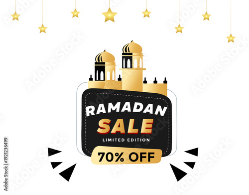 Ramadan Sale 70 Percent Off Limited Edition Banner with Mosque.