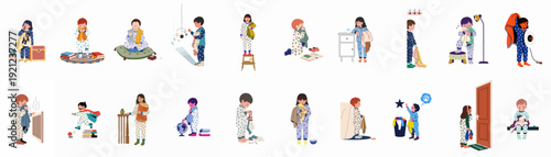 Diverse Kids Bedtime Stories: Comforting Moments, Sleep Routines, and Playful Mornings in Pajamas.