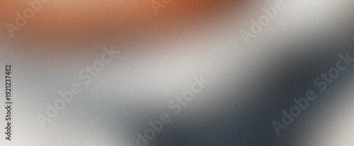Abstract Metallic Grainy Gradient Background with Blurred Copper Orange and Silver Grey Light on Dark Noise Texture