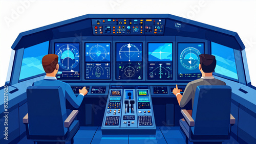 Aircraft Cockpit Instruments Collection – Flat Aviation Dashboard Vector Set