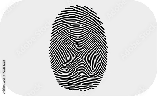 A black fingerprint on a white background