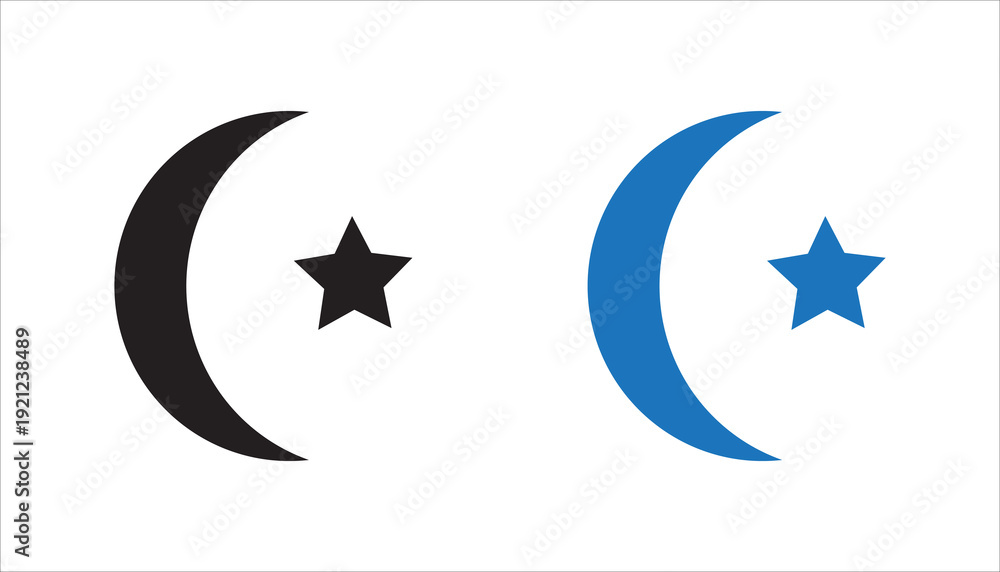 Obraz premium Simple editable outline icon of crescent moon and star symbol commonly associated with Islamic culture and Ramadan celebration themes. Suitable for religious, holiday, and spiritual designs.
