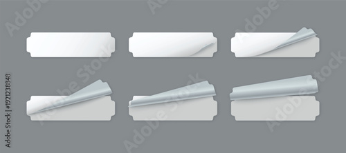 White Rectangular Labels with Peeling Corners Set blank