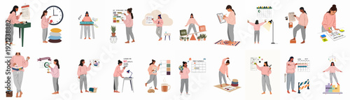 Woman diligently managing her time, balancing work, rest, and self-care through effective planning and scheduling for overall well-being and productivity.