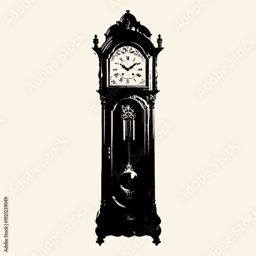 Vintage Grandfather Clock Illustration with Pendulum