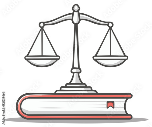 Justice scales resting on a closed book symbolizing legal knowledge and fair judgment